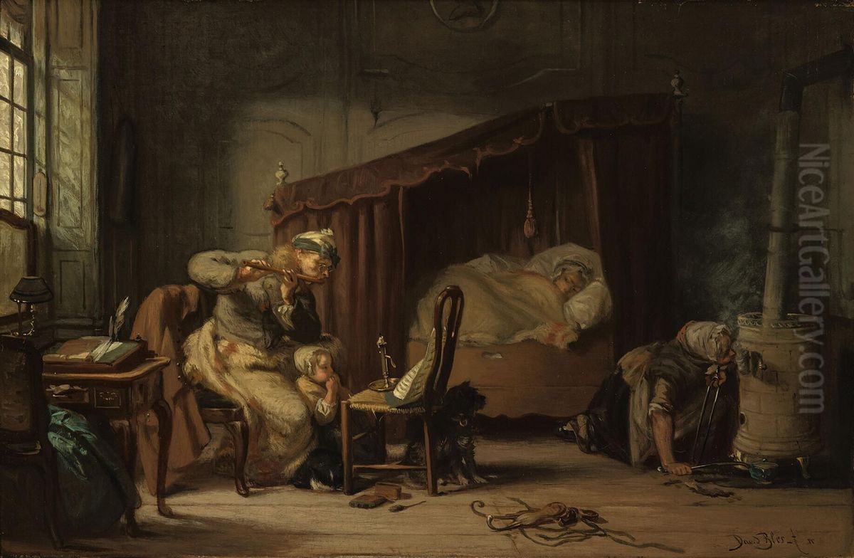 The Player of a Wind Instrument Oil Painting by David Bles