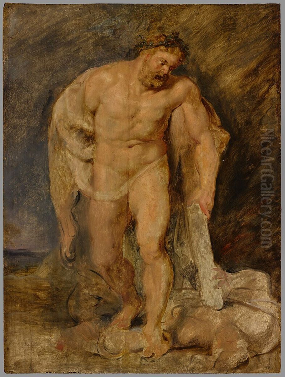 Hercules met de neergevelde Discordia (de Tweedracht) Oil Painting by (studio of) Rubens, Peter Paul
