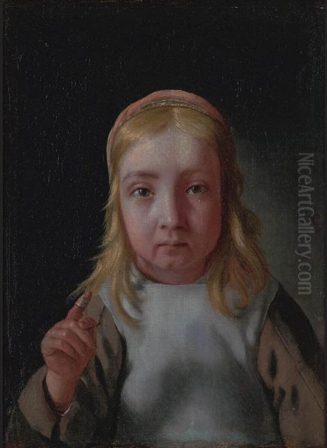 Tastzin verpersoonlijkt door een meisje met een vinger in het verband Oil Painting by Michiel Sweerts