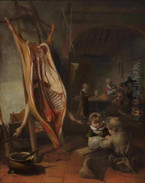 Het geslachte varken Oil Painting by Barent Fabritius