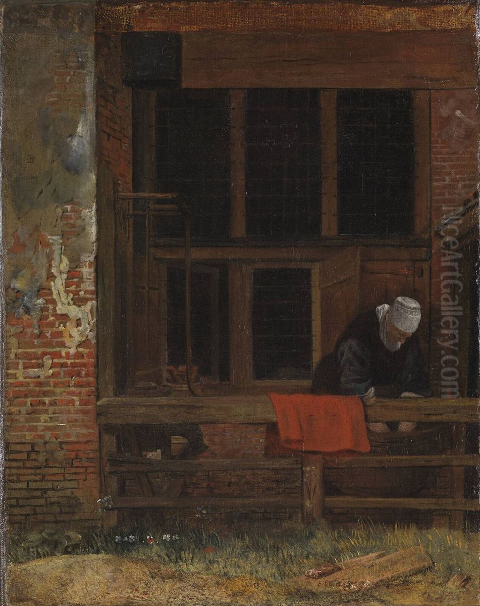 A court-yard Oil Painting by Esaias Boursse