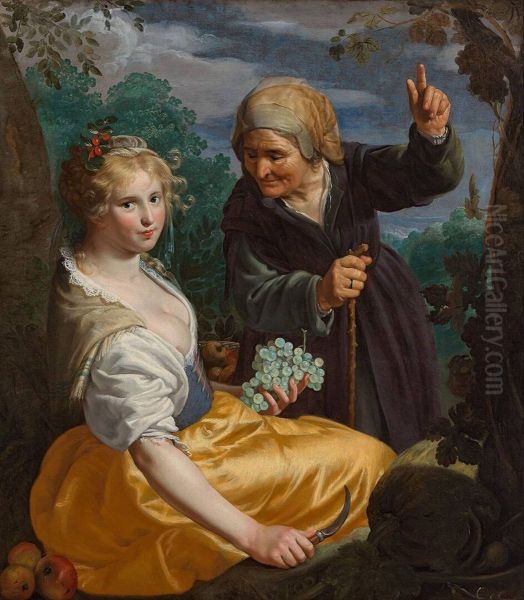 Vertumnus   and  Pomona Oil Painting by Paulus Moreelse
