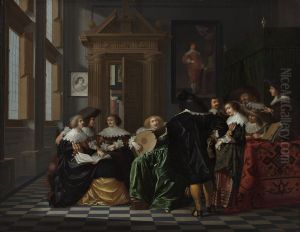Musical company in a Renaissance room
