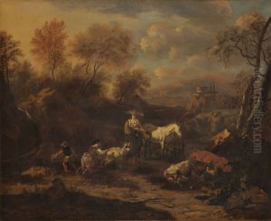 Italian landscape with two shepherdesses