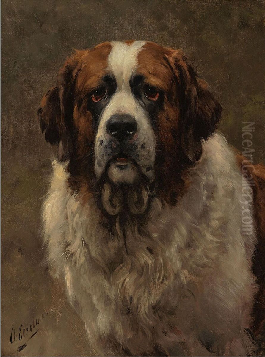 Head of a St. Bernard Dog Oil Painting by Otto Erelman
