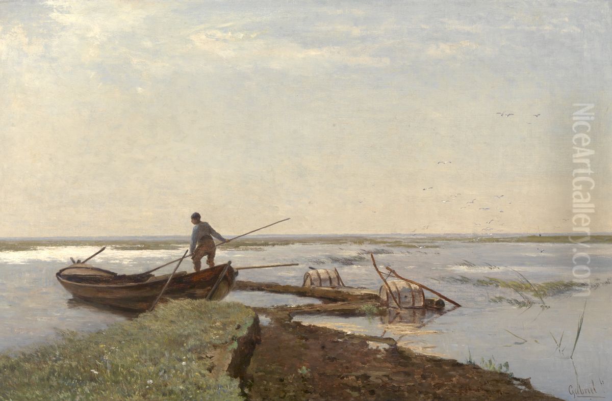 Polder Landscape Oil Painting by Paul Joseph Constantine Gabriel