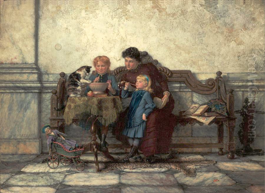 Blowing soap bubbles Oil Painting by Pieter Haaxman