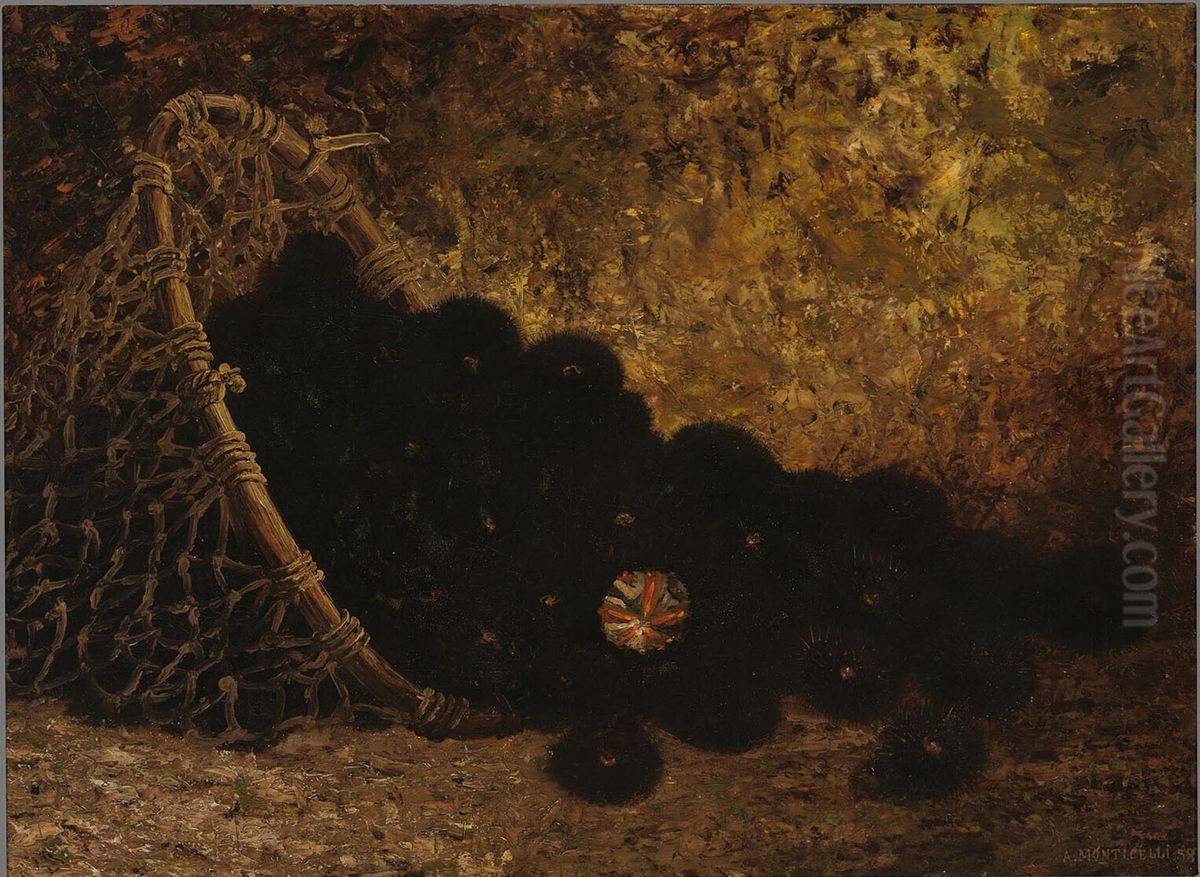 Oursins Oil Painting by Adolphe Joseph Thomas Monticelli