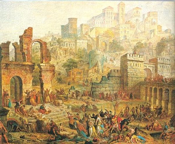 Massacre of Jewish People in Metz during the First Crusade Oil Painting by unknown