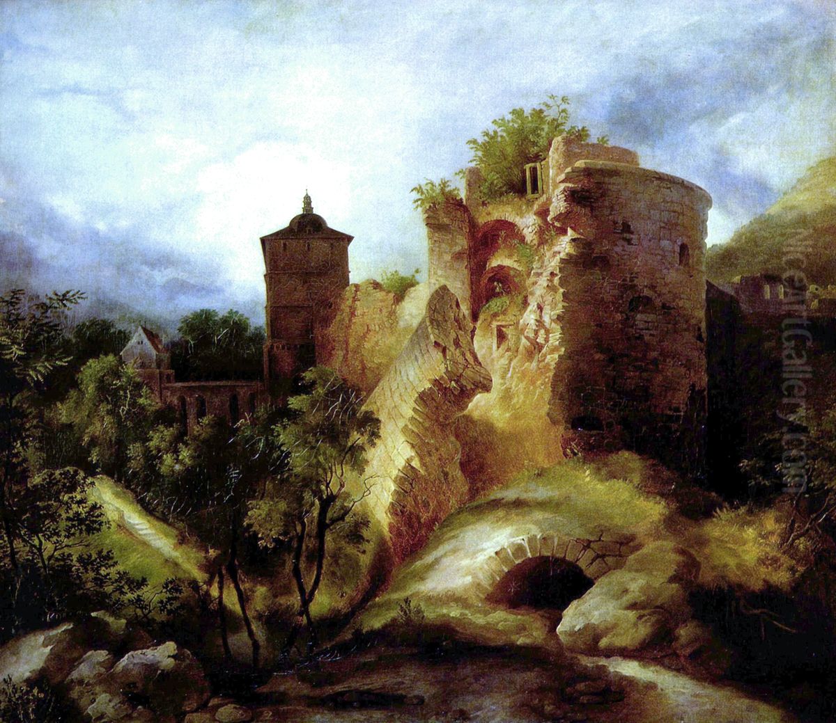 Der gesprengte Turm des Heidelberger Schlosses Oil Painting by Carl Blechen