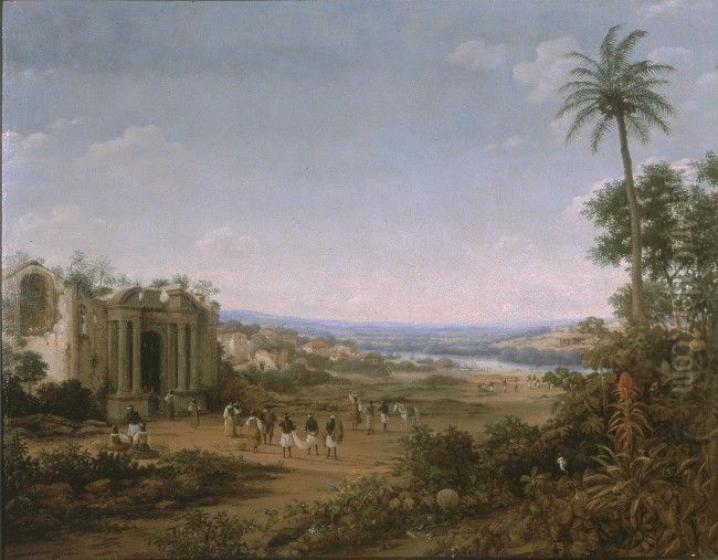 Ruins of Frans Postthe Se ofOlinda- after it was burnt by the Dutch. Oil Painting by Frans Post