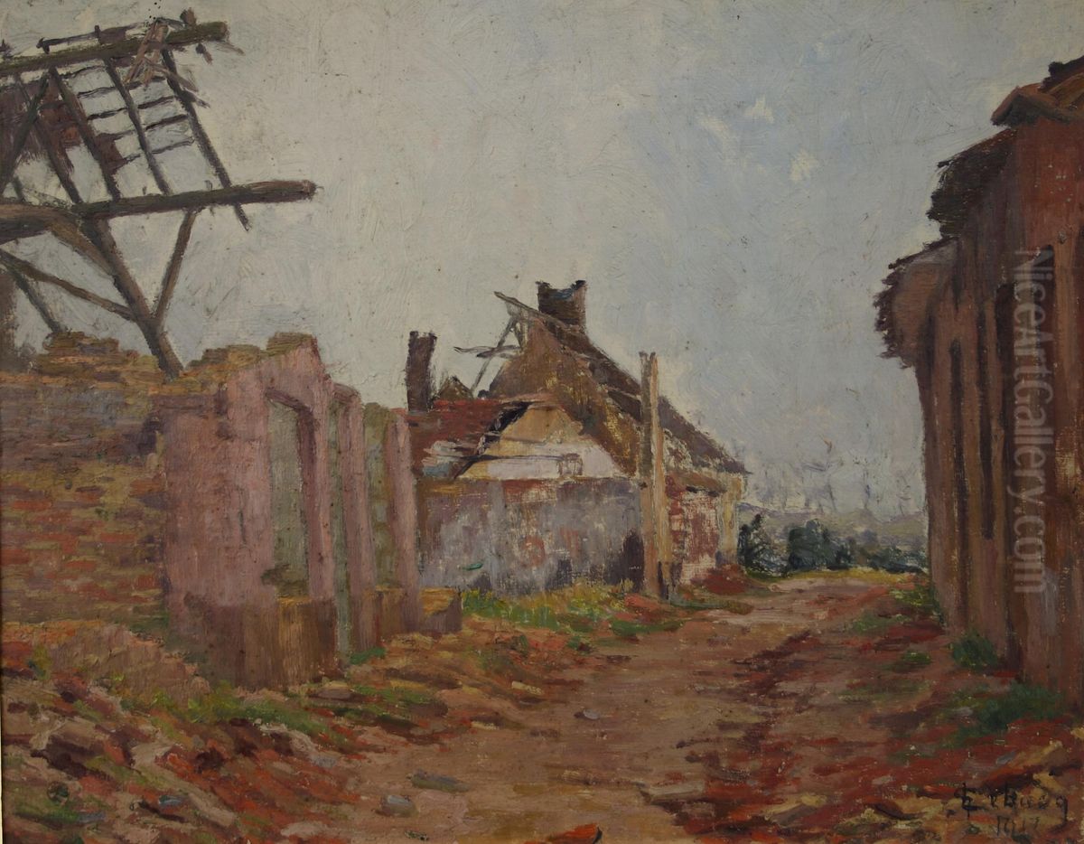 Ruins at Reninghe (Flanders)byGeorges Emile Lebacq. Oil Painting by Georges Emile Lebacq