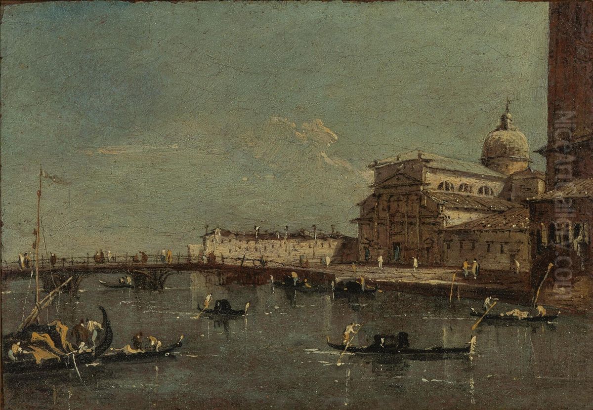 Gezicht op de S. Pietro di Castello, Venetie Oil Painting by Francesco Guardi