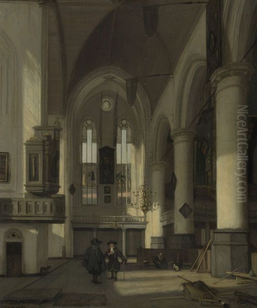 Church interior Oil Painting by Emanuel de Witte