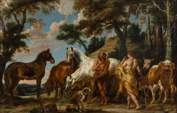 Mercurius en Battus Oil Painting by Jacob Jordaens