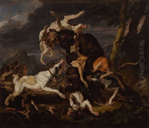 Bear hunting Oil Painting by Abraham Danielsz. Hondius