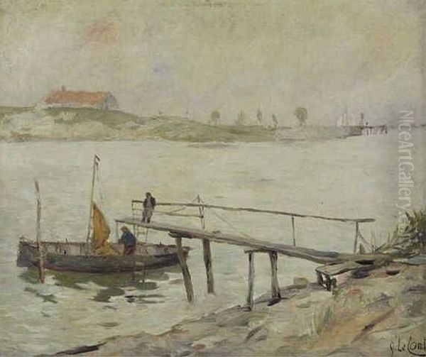 Pier (Early Morning) Oil Painting by Adolf Le Comte