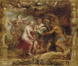 Thetis receiving the arms of Achilles from Vulcanus