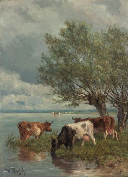 Cows near Water Oil Painting by Willem Roelofs