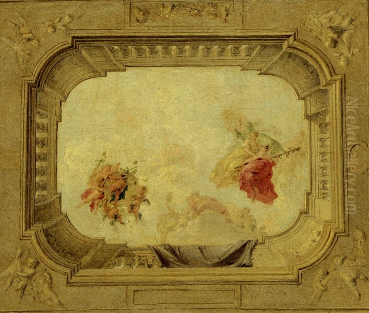 Oil sketch for a ceiling picture Oil Painting by Jacob de Wit