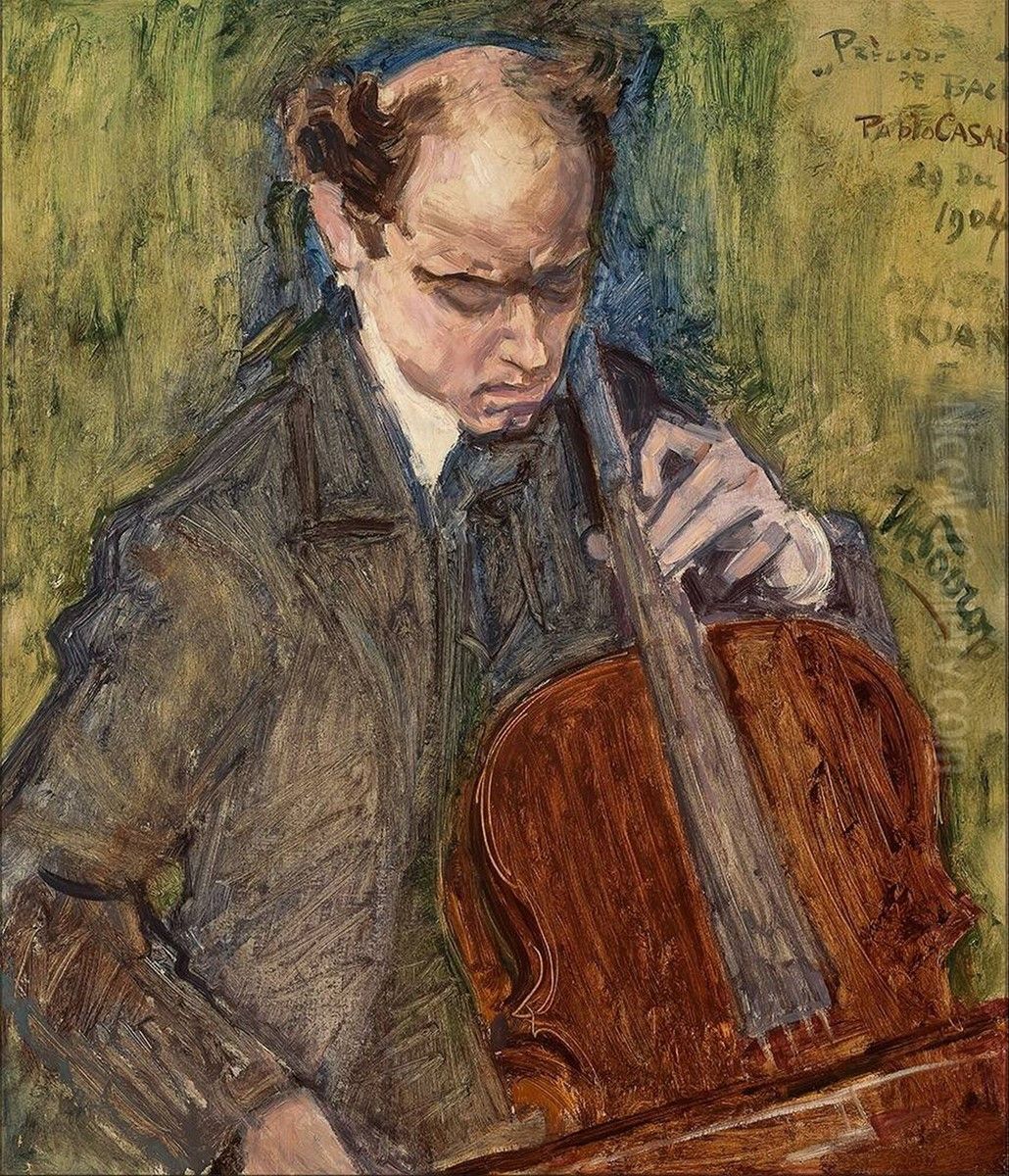 Pablo Casals Playing Cello Oil Painting by Jan Toorop