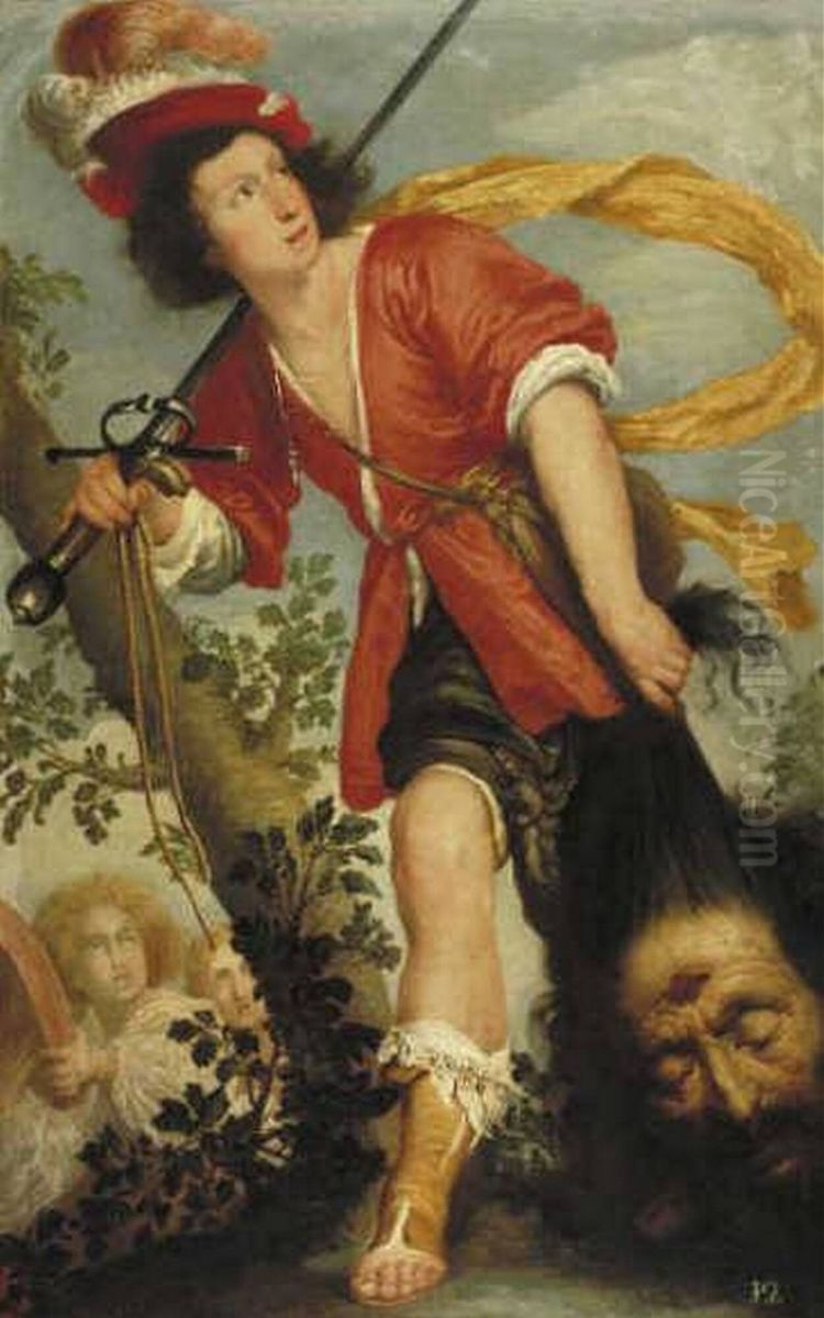 David met het hoofd van Goliath Oil Painting by Bernardo Strozzi