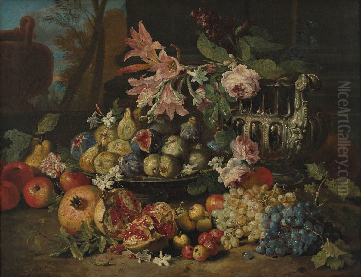 Vruchten en bloemen Oil Painting by Abraham Brueghel