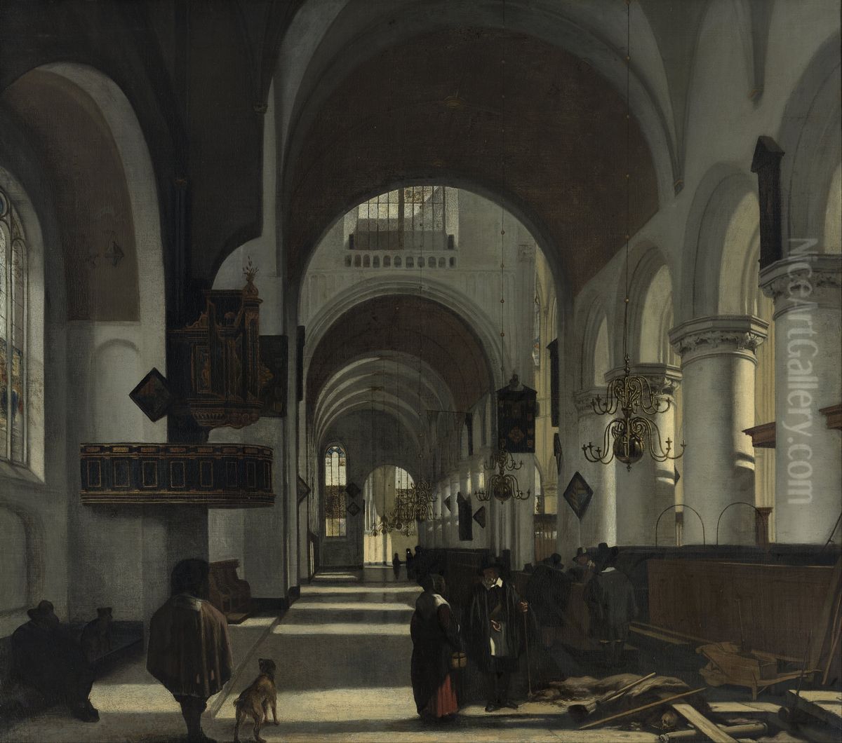 Interieur van een kerk Oil Painting by Emanuel de Witte