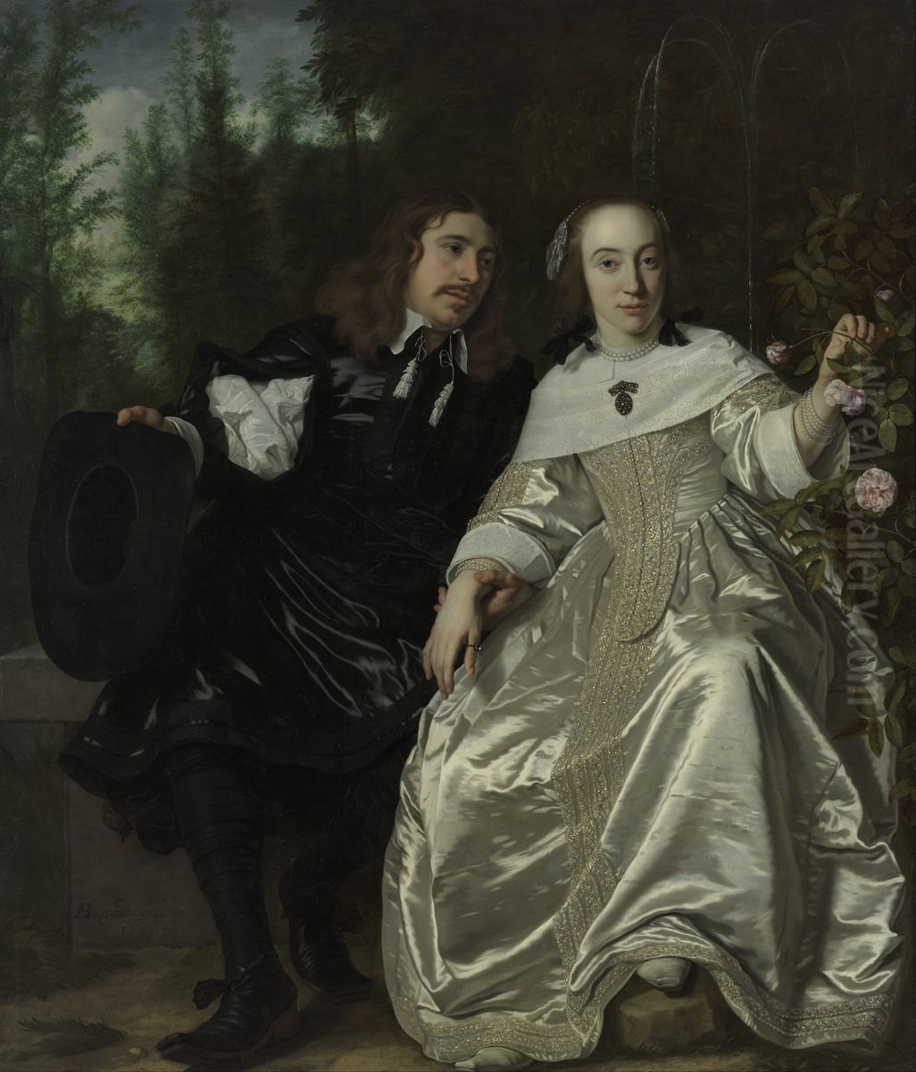 Portrait of Abraham del Court and his wife Maria de Kaersgieter Oil Painting by Bartholomeus Van Der Helst