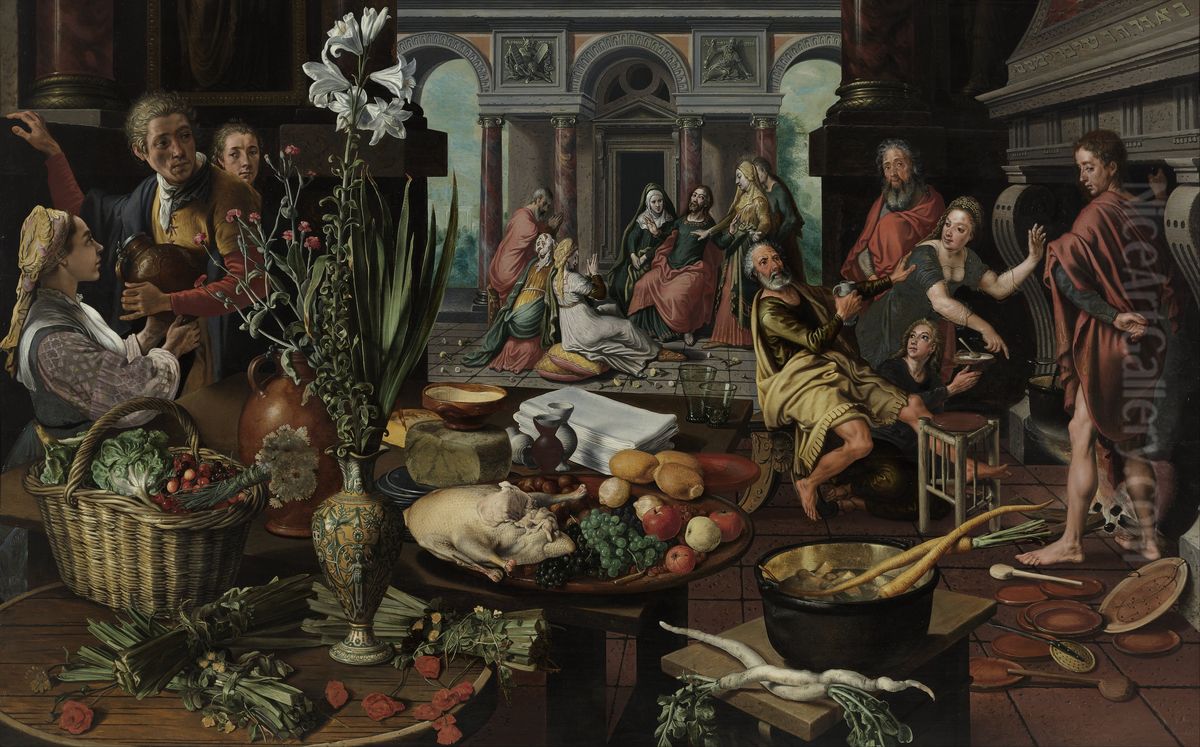 Christ in the house of Mary and Martha Oil Painting by Pieter Aertsen