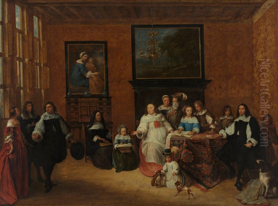 Portait of an unknown family Oil Painting by Gillis van Tilborgh