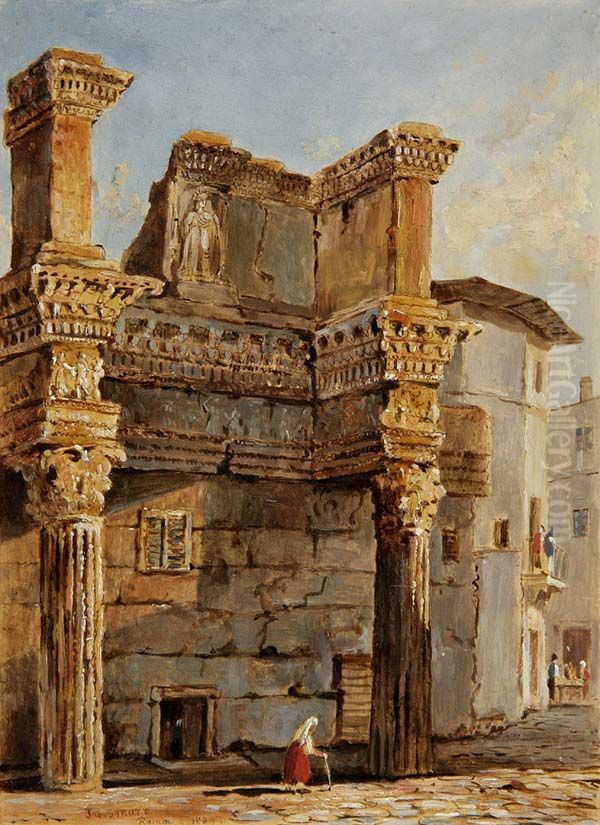 Minervatempel am Nerva-Forum in Rom Oil Painting by Jacob George Strutt Minervatempel am Nerva-Forum in Rom Oil Painting by Jacob George Strutt