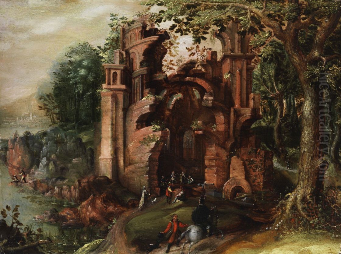 Ruin in a forest Oil Painting by Jacob Grimmer Ruin in a forest Oil Painting by Jacob Grimmer