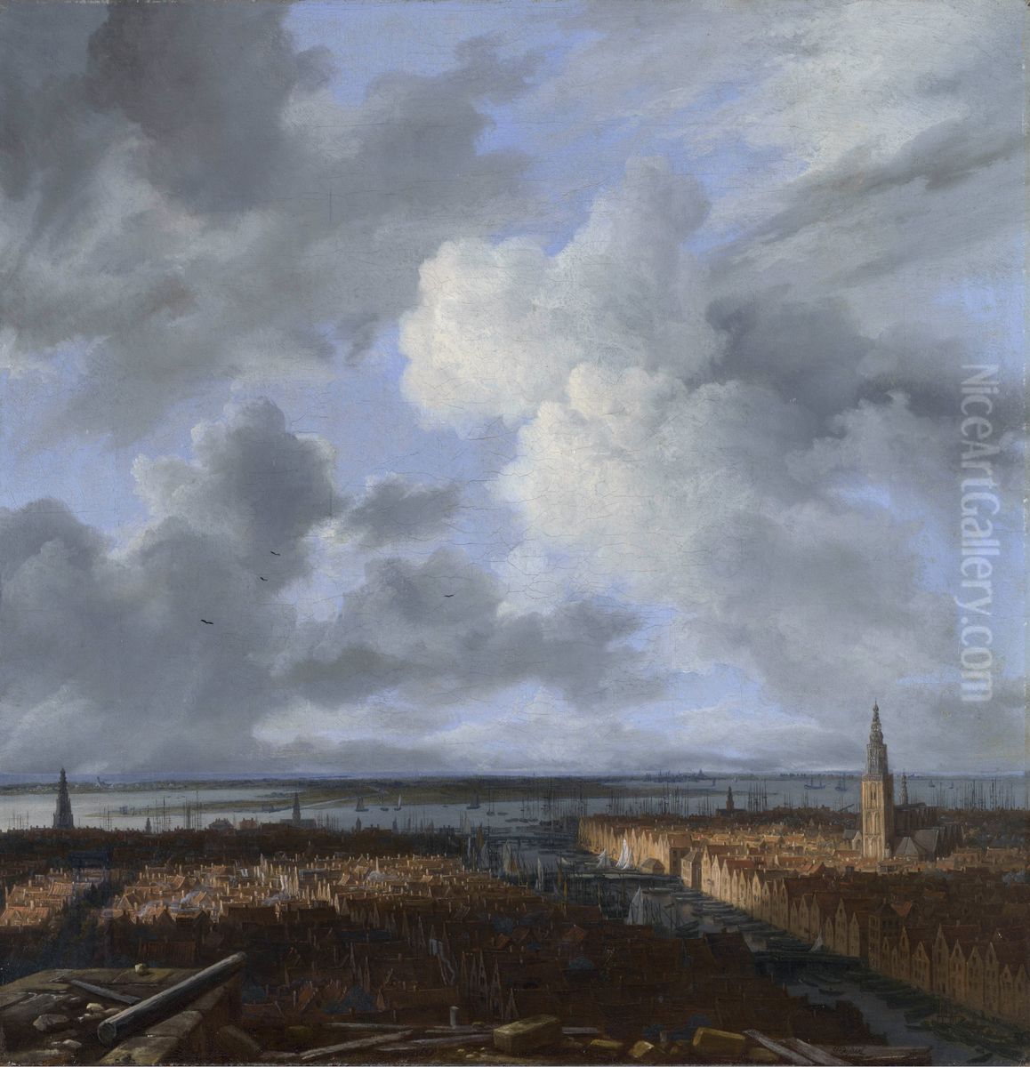 A Panoramic View of Amsterdam looking towards the IJ Oil Painting by Jacob Van Ruisdael