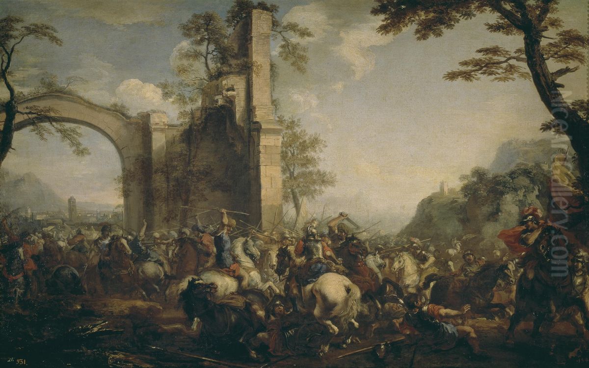 Battle between Christians and Muslims Oil Painting by Jacques Courtois Battle between Christians and Muslims Oil Painting by Jacques Courtois
