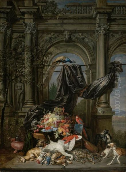 Still Life in an Architectural Setting Oil Painting by Jan Fyt