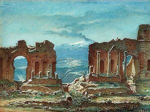 The ruins at Teatro Greco in Taormina, Sicily