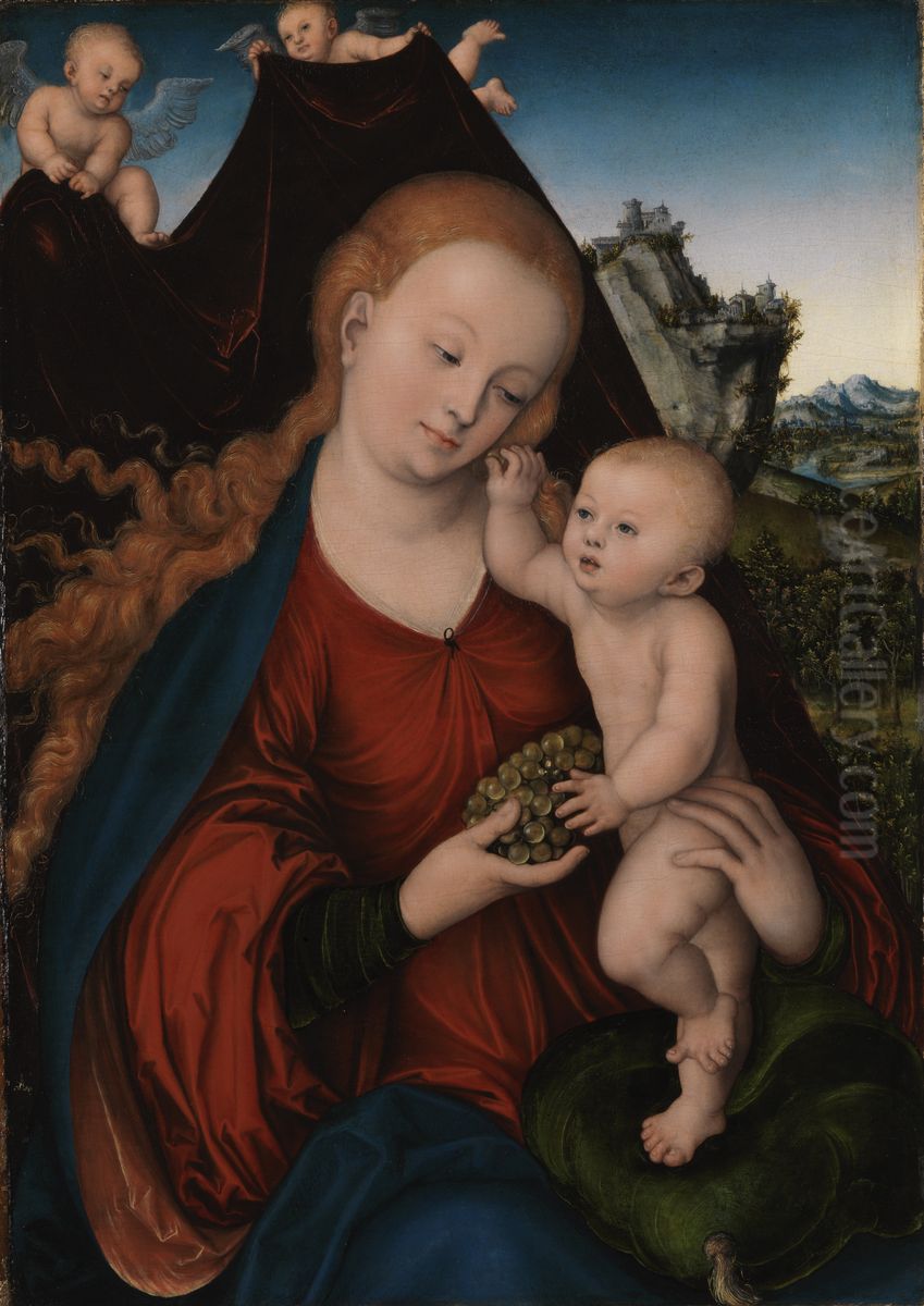 Madonna and Child with Grapes Oil Painting by Lucas Cranach the Elder