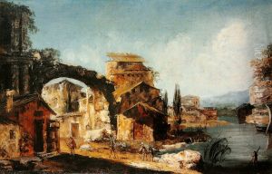 Coastal landscape (Ruins on river banks).