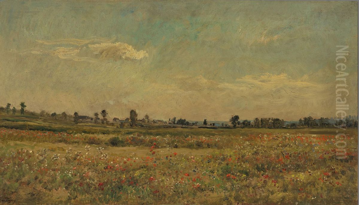 Field of Poppies Oil Painting by Charles-Francois Daubigny