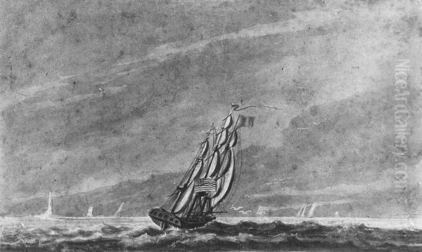 Full Sail off Sandy Hook-Entrance to New York Harbor Oil Painting by Pavel Svinyin