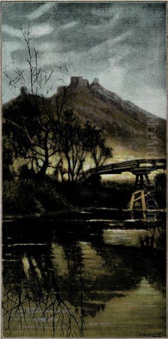 Razvaline gradu celjskih grofov Oil Painting by Srecko Magolic