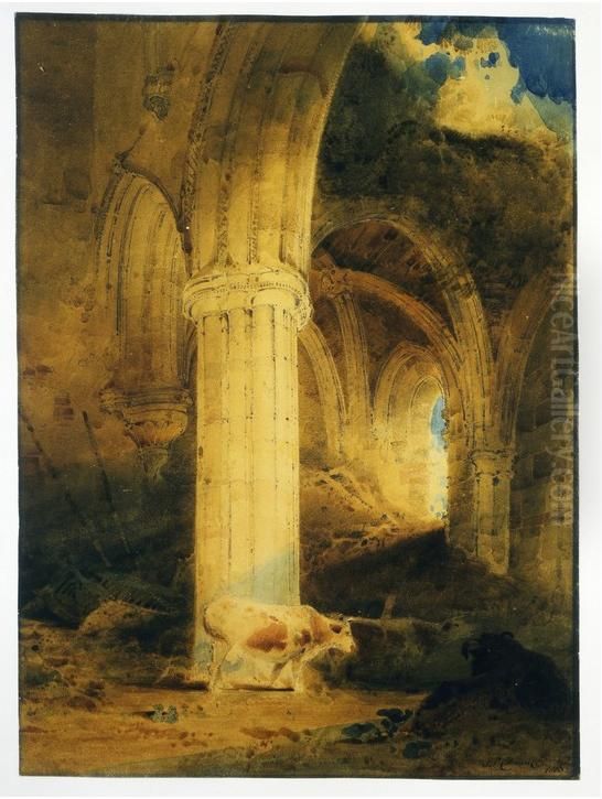 Ruins of Rievaulx Abbey Oil Painting by John Sell Cotman