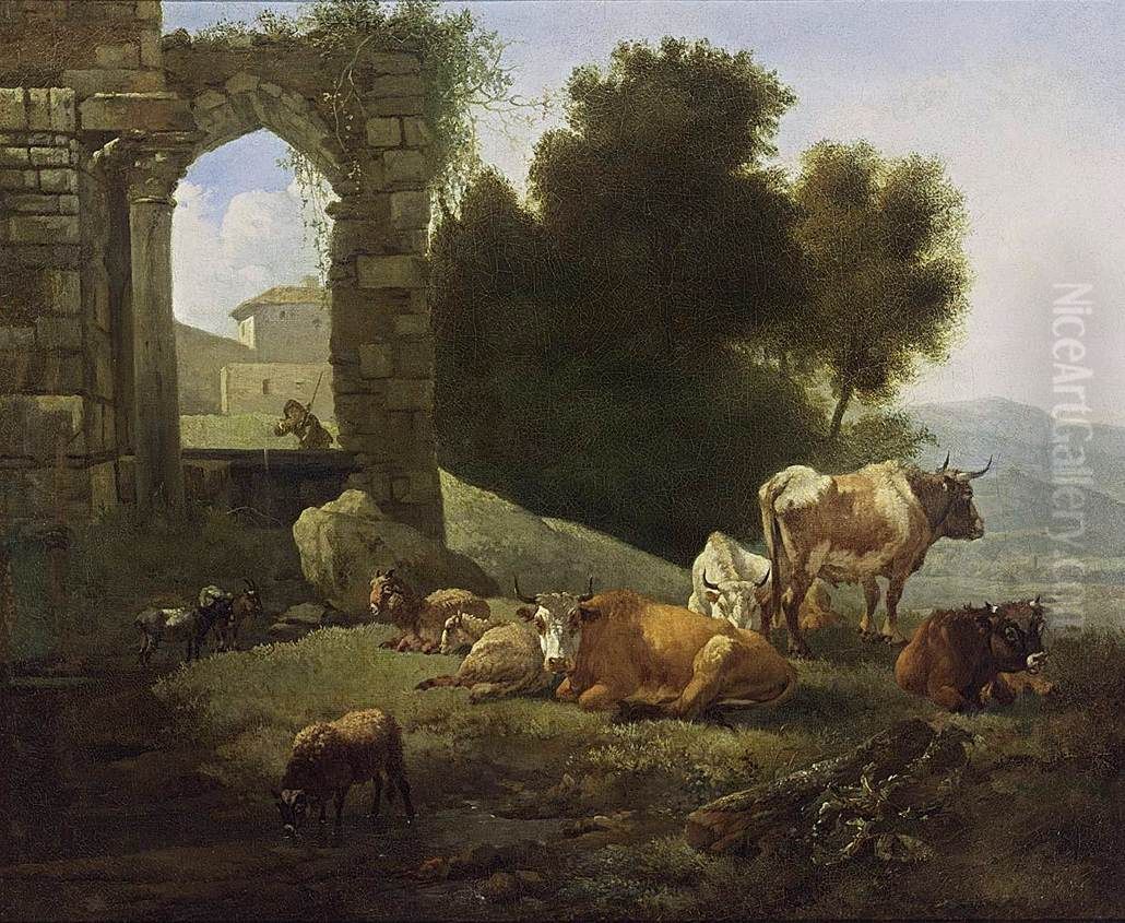 Italianate Landscape Oil Painting by Willem Romeyn