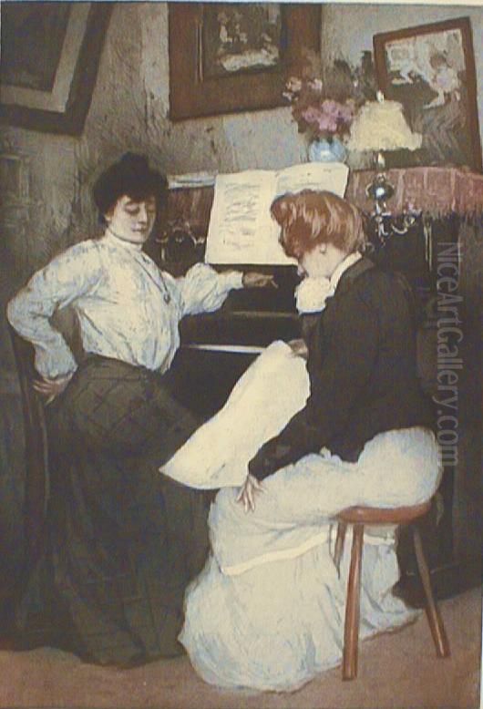 The New Piece of Music Oil Painting by Manuel Robbe
