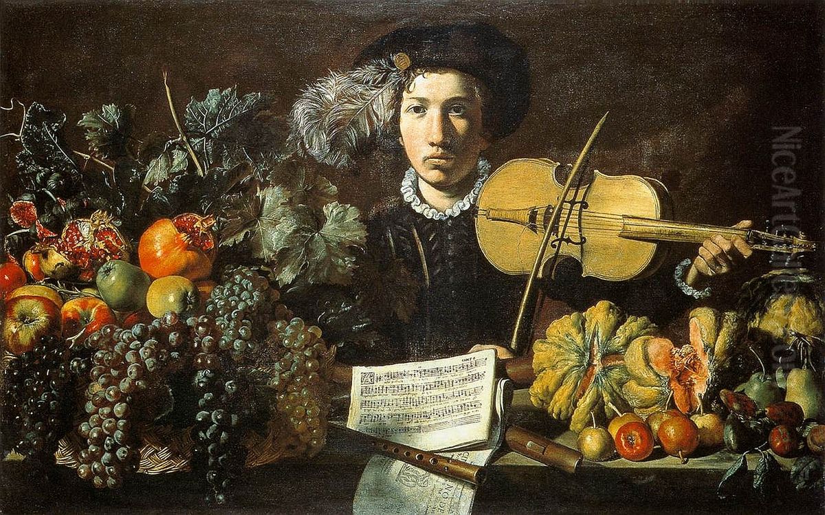 Still-Life with a Violinist Oil Painting by unknown