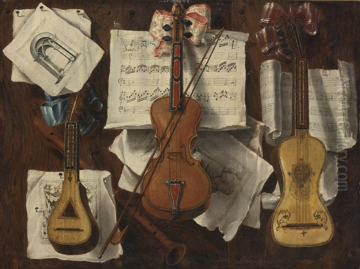 Trompe-l'oeil Still Life Oil Painting by unknown