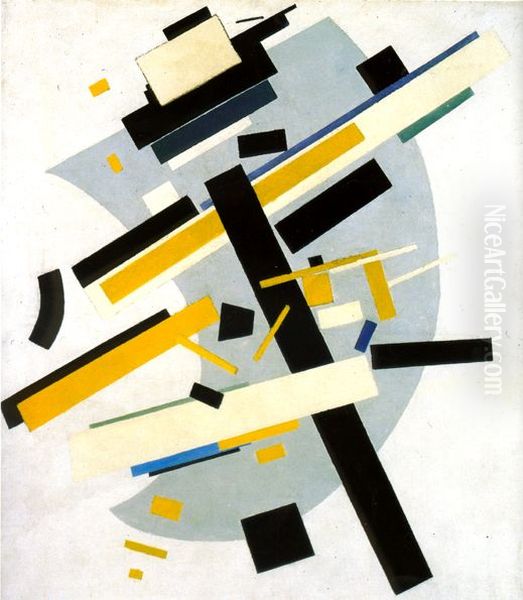 Yellow and Black Oil Painting by Kasimir Sevrinovitch Malevich