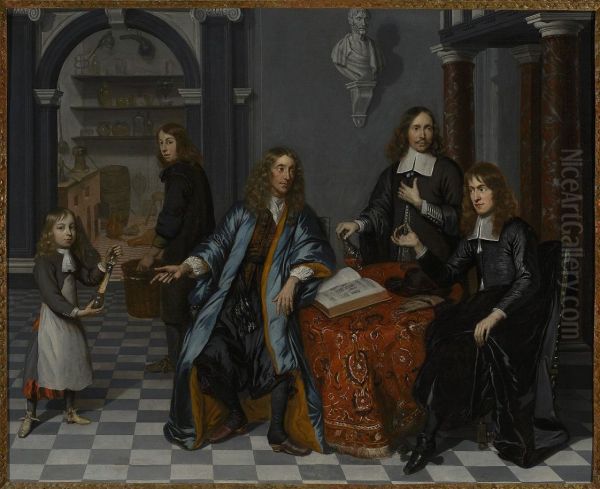 Collective portrait at the apothecary's in Delft, 