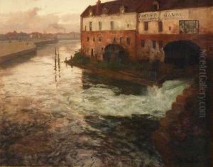Vue d'un canal dans une ville du nord.